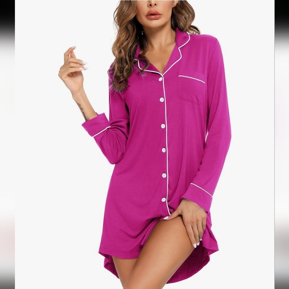 Express Fuchsia Satin Night Gown